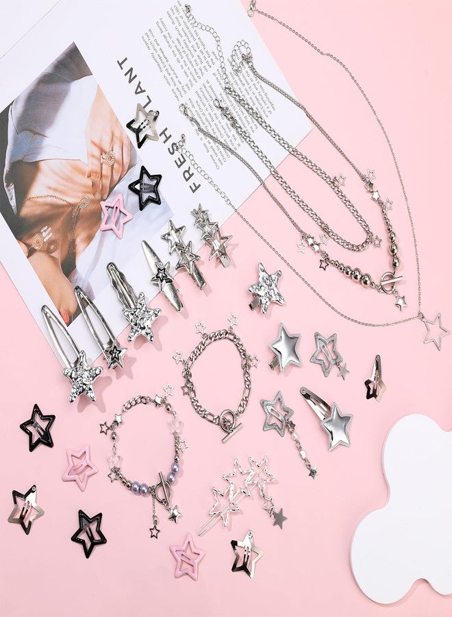 ZhouBoat 45PCS Y2K Hair Clips for Women Girls, Star Barrettes, Necklace & Bracelets Set | Kawaii Retro 2000s Hair Accessories | Festival Rave Grunge Aesthetic - Image 5